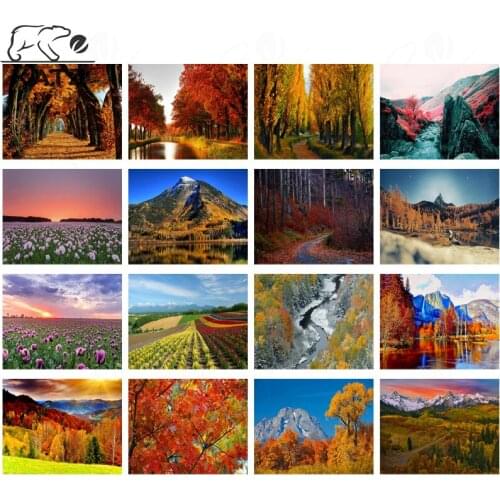 Colorful Maple Forest Diamond Painting Cross Stitch Modern Natural Landscape Tree Aesthetics Handmade Diy Diamond Mosaic Embroid