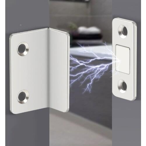 L Shaped Anti Collision Door Stopper Punch Free Strong Magnetic Suction Device Invisible Cabinet Suction Door for Cupboard