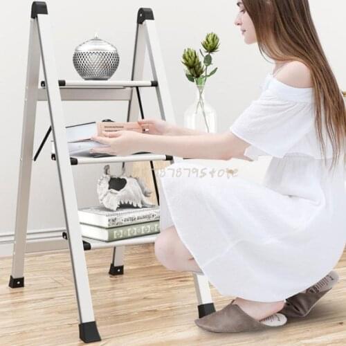Clothes Ladder Balcony Ladder Bedroom Kitchen Ladder Small Ladder Household Herringbone Folding Indoor Multi-function Thr