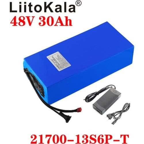 LiitoKala 48V 30ah 21700 5000mAh 13S6P ebike battery 20A BMS 48v battery Lithium Battery Pack For Electric bike Electric Scooter