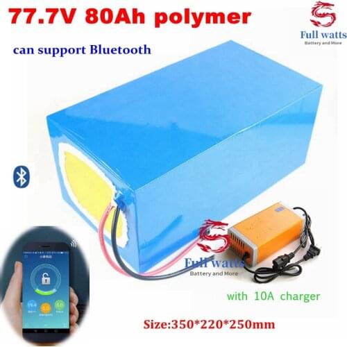 72v 21s 77.7V 80Ah li-ion with bluetooth BMS APP lithium ion for 7000w scooter bicycle battery bike tricycle +10A charger