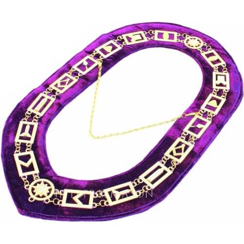 Masonic master Mason chain collar Masonic Regalia Knights Templar Metal Golden Chain Collar Purple Bass