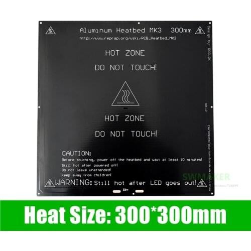 MK2A MK3 329*329mm PCB Heatbed Hot Bed, Heat Size: 300*300mm, 3d Printer Aluminum Heatbed 24V thickness 3mm