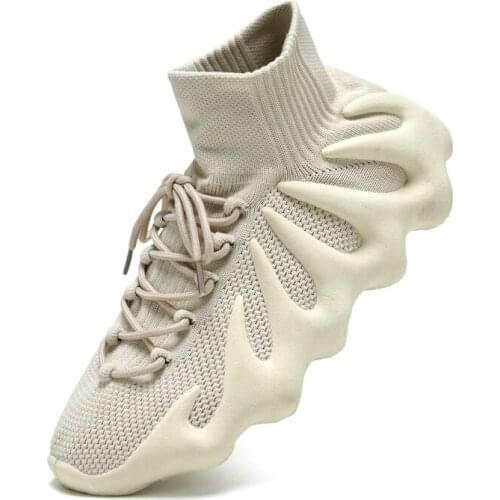 Male Sneakers Fashion Running Shoes Flying Knit Sock Sneaker Fashion Sports Mesh High Top Breathable Shoes for Men