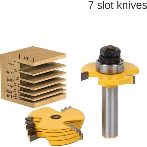 2Pc 6 Piece Slot Cutter 3 Wing Router Bit Set Woodworking Chisel Cutter Tool- 1/2"& 1/4" Shank Tenon Cutter for Woodworking Tool