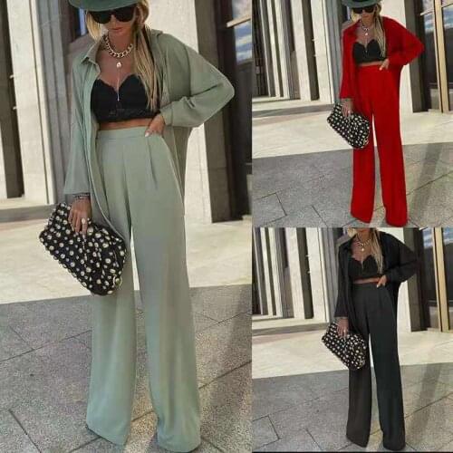 2021 Early Autumn New Hot Sunscreen Shirt Fashion Casual Wide Leg Pants Two-piece Set FD034 A238