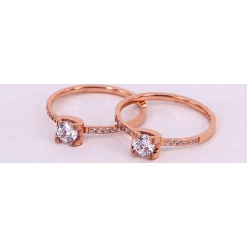 New Titanium Steel Small Diamond Four-Claw Clip Zircon Rose Gold Ring Tail Ring Personalized Zirconium Diamond Index Finger Ring