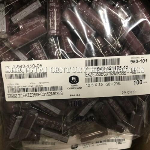 Novo Original 100PCS EKZE350EC3152MK35S〖 CAP ALUM 1500UF 20% 35V RADIAL