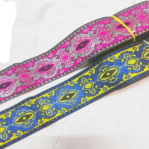High quality 2" 5cmx8YARDS Retro charming mask pattern National wind embroidery Woven Jacquard Ribbon DIY Accessories lace trim