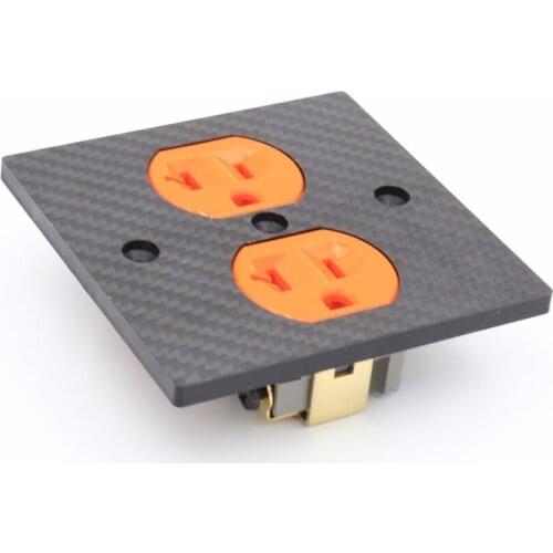 One pieces US AC 20A power Duplex Receptacle Copper Carbon Fiber Outlet HIFI Socket