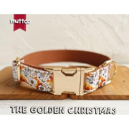 MUTTCO self-design high quality personalized collar THE GOLDEN CHRISTMAS adjustable dog collars leashes 5 sizes UDC061J