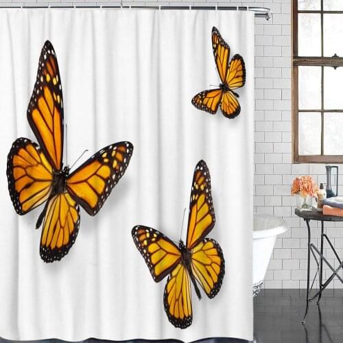 Animal Butterfly Moth Shower Curtain Polyester Fabric Bathroom Home Decor Waterproof Shower Curtains with Hooks