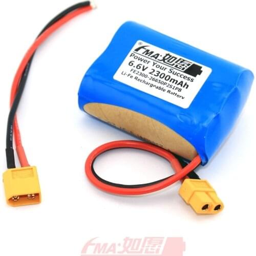 LiFe Battery26650 6.6V 2300mAh 2S1PB Replace for Lead Acid SLA 6V 4AH w/XT60