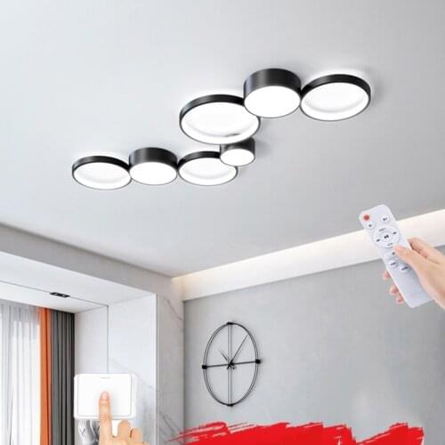 Modern nordic LED iron and acrylic black round ceiling lamp living room bedroom dining hall hotel mosaic lights