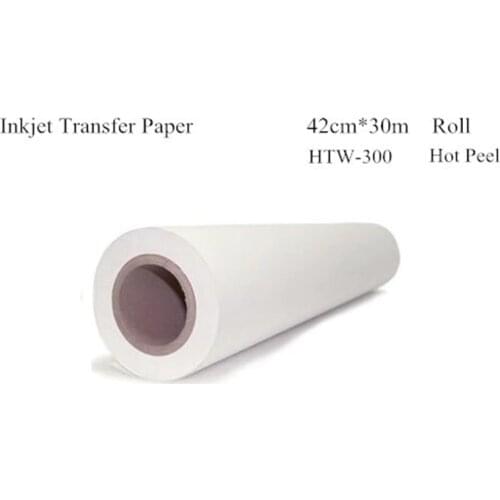 Thermal Transfer Paper Roll Size 42cm*30m Dark Color Inkjet Heat Transfers For Clothes Papel Transfer Papier Transfert HTW-300