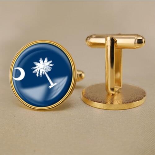 Seal of South Carolina State of United States of America Map Flag Cufflinks