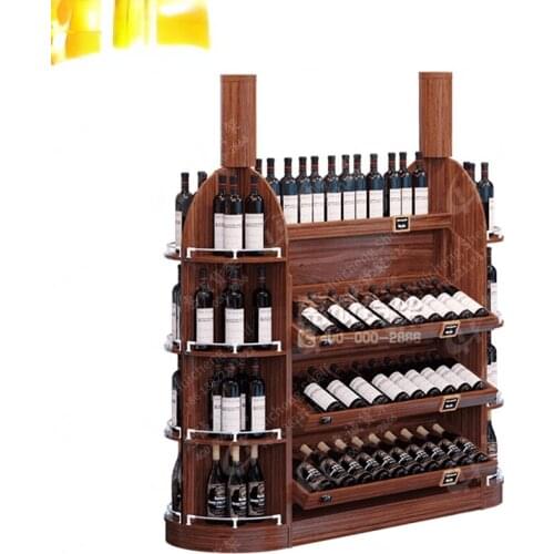 High-end Red Wine Shelf Fashionable Wine Display Cabinet Retro Grape Display Stand Wooded Red Wine Bottle Display Rack
