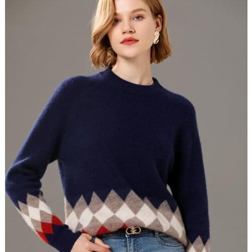 Ladies pullover winter 2021 100% wool sweater turtleneck stitching knitted cashmere sweater plus size womens top thick hot