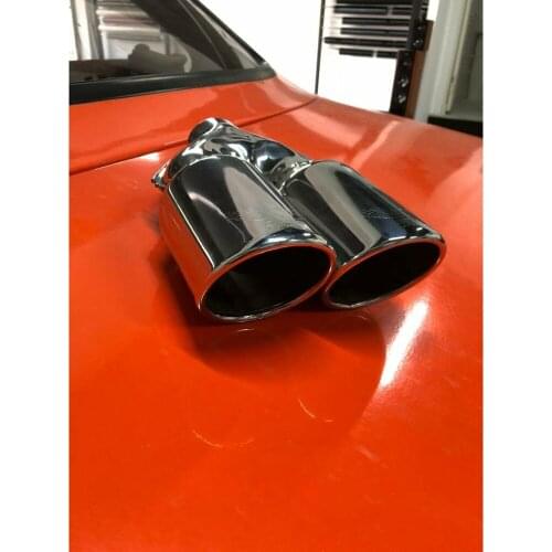 1pair 90mm 18x9 Universal Double Exhaust Tip skewed exhaust Exhaust System End Pipe Stainless Steel Car Exhaust Pipe Double Tip