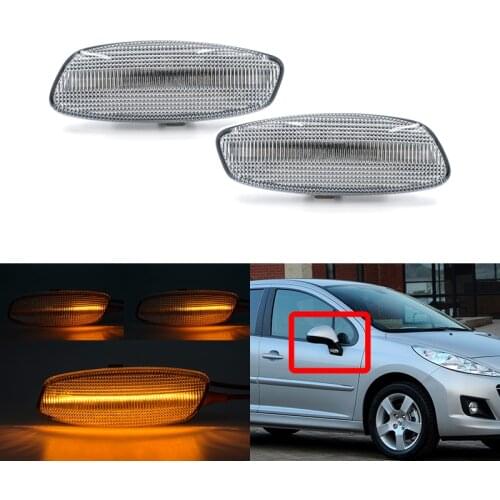2x Dynamic Amber Front Led Side Marker Lights For Peugeot 207 308 3008 5008 RCZ For Citroen C3 C4 C5 DS3 DS4