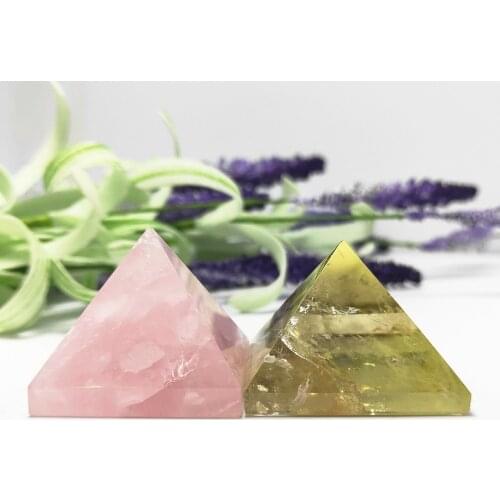 34mm Natural citrine Quartz rose Crystal Pyramid gemstone Healing