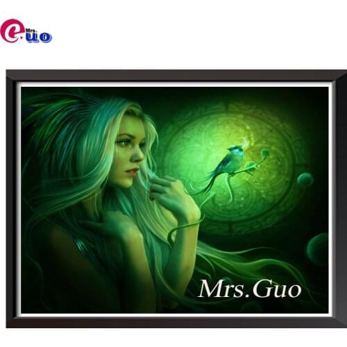 5D Diamond Painting Cross Stitch Woman bird Full Diamond Embroidery Mosaic Portrait Paintings For Interior Home Decor