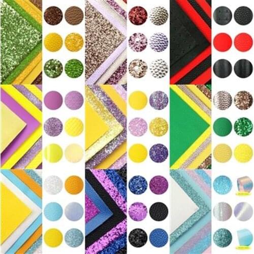 David accessories 6Pieces/set 20*33cm Glitter Star Dot Faux Synthetic Leather Patchwork Hair Bow Handbag DIY,1Yc6441