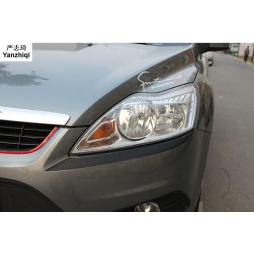 The carbon fiber car stickers of Cars headlamps eyebrow for Ford Focus 2 MK2 2009-2011 Free shipping