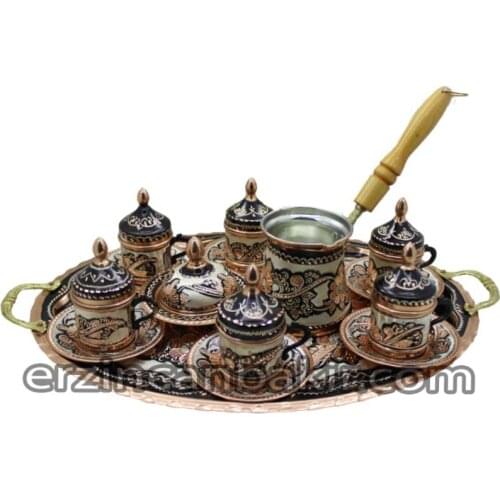 Bakır kahve seti parça kahve fincan seti bakır gümüş renk kahve fincanı porselen fincan seti Espresso cam kahve fincanı