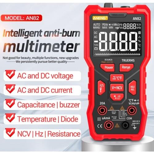 ANENG Digital Multimeter Automatic High Precision TRMS NCV Universal Meter Multiple Tester 9999 Counts VA Screen AN82