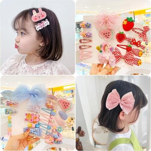 2021 Children Cute Cartoon Flower Scrunchies Rubber Bands Hairpins Baby Girls Lovely Hair Clips Kids Hair Bands Hair Accessories