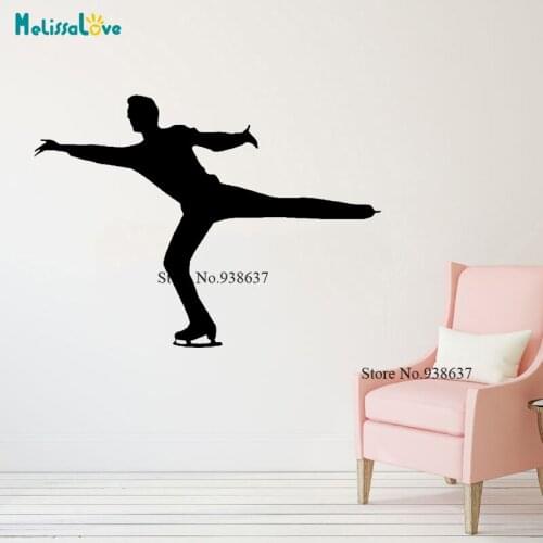 Boy Figure Skater Decal Ice Skater Wall Decals Gym Interior Design Ice Skating Sport Home Vinyl Wall Sticker Boy Room CL279