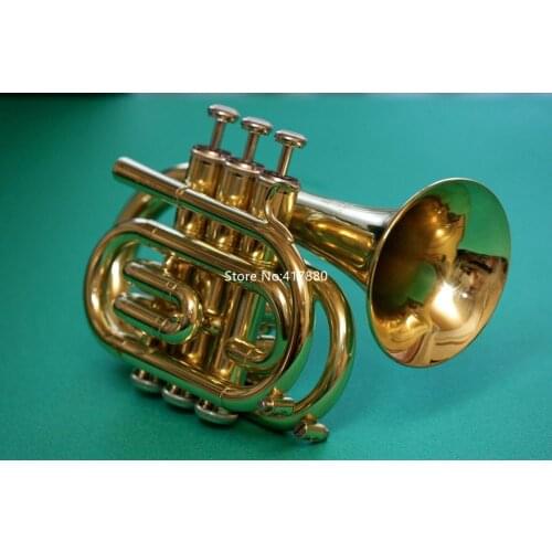 Hot Selling Jupiter JPT-416 Bb Pocket Trumpet Gold Brass Musical Instrument With Case Free Shipping