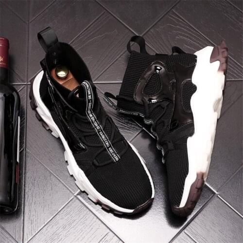 Summer Fashion Knitted Sock Shoes Hip Hop Men Sneakers Thick Bottom Casual Ankle Boots Zapatillas Hombre