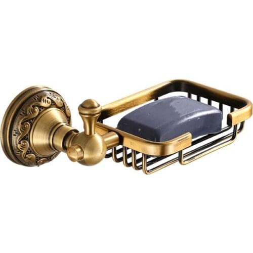 L9BE Solid Aluminium Wall Mounted Antique Brass Color Bathroom Soap Basket New Bath Soap Dish Holders Bathroom Products YT-14