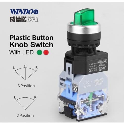 LA38 22mm Momentary/Latching Selector Switch 2/3 Positions Rotary Switches 10A400V Power Switch Red Green Black Rotary switch