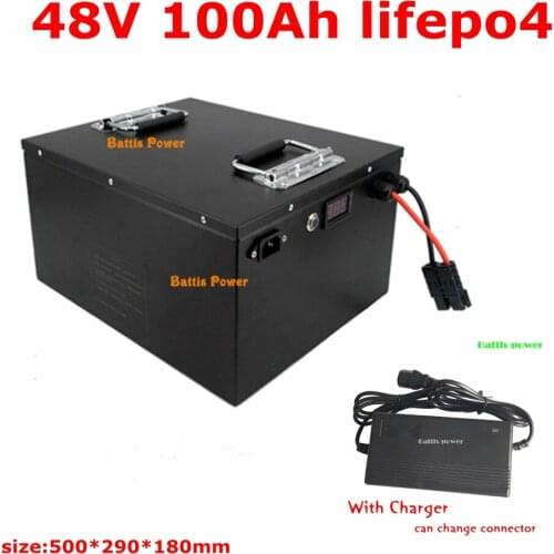 Lifepo4 battery pack 48v 100AH batterie with BMS for electric tricycle golf cart boat EV RV camper scooter + 10A charger