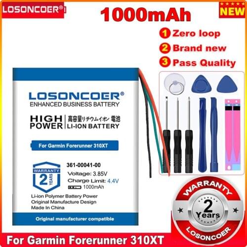 LOSONCOER 1000mAh For Garmin Forerunner 310XT Battery with Bottom Back Cover Case 361-00041-00 Smart Watch Spare Parts