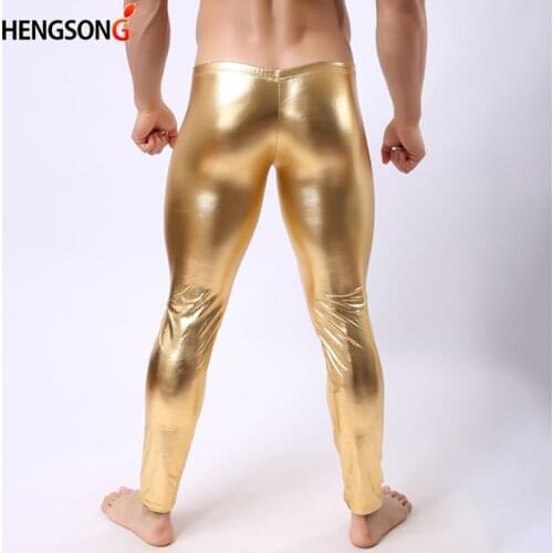 Hengsong 2020 Fashion Mens Performance Pant Slim Pencils Black Faux Leather Men Sexy Leggings 715341