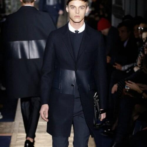 Mens trench coat Autumn/winter fashion mens woollen coat medium long loose shawl quilted mens coat