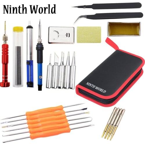 21PCS 60W 220V/110V Electric Soldering Iron Set Temperature Adjustable Welding Repair Tool Tips With 5 Tips Solder Wire Tweezers