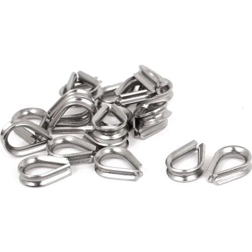 Stainless Steel 2mm Wire Rope Cable Thimbles Silver Tone 20 Pcs