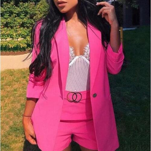 Office sets Ol Two-piece set Female Blazer Pants Suit Set Female Coat V Neck Sexy Chic Suit Women Office Set 2 Pieces Outfits