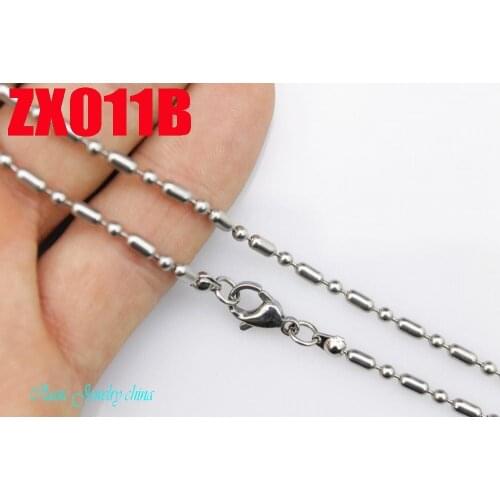 Lobster clasp stainless steel beads necklace 2.4mm bamboo joint chains ball chain necklace 20pcs Jewelry parts ZX011B
