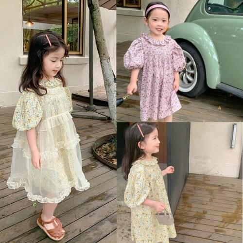 Organza Children Spring Summer Floral Baby Girls Dresses Trendy Costume Ruffle Princess Birthday Party High Quality