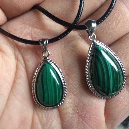 Drop shape natural malachite pendant natural stone pendant natural necklace pendant for woman for gift wholesale