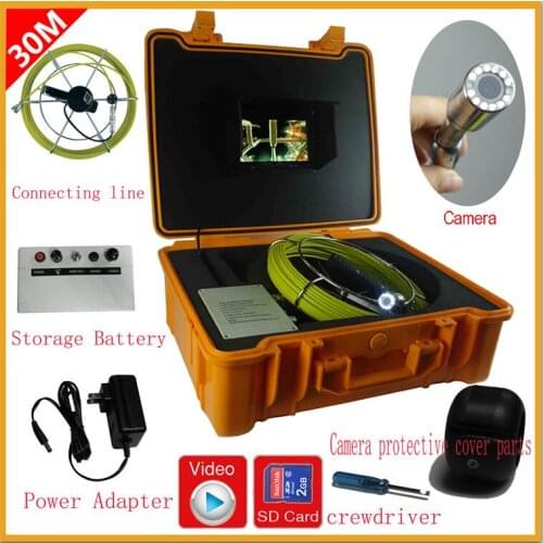 30m Cable Underwater 7'' TFT LCD Sewer Pipeline Endoscope Inspection Snake Camera Steel Lens IP68 Waterproof with dvr function