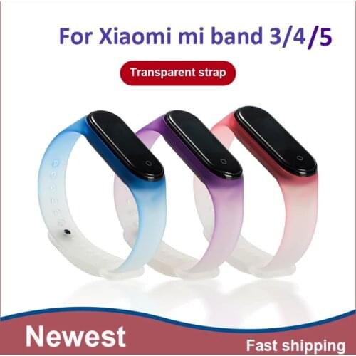 Strap For Xiaomi Mi band 4 3 5 Strap Gradient transparent strap For Mi band 3 4 Bracelet for Xiaomi mi band 5 3 4 bracelet strap
