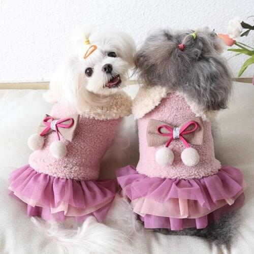 Luxury Fleece Dog Skirt Winter Warm Puppy Coat Comfortable Doggie Homewear Festival Party Costume For Small Little Pet Dog