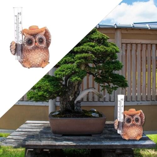 Owl Garden Sculptures Rain Gauges Statues Decorative Owl Statue for Garden Owl Shape Decorative Sculpture Garden Decoration